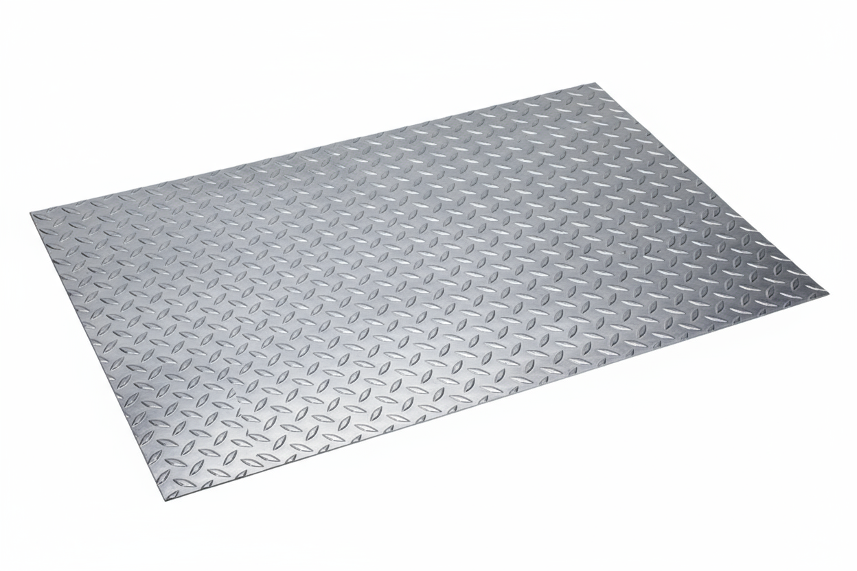 chequered sheet building material